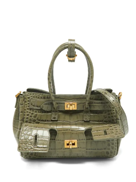 Balenciaga Pre-Owned mini Bel Air croc-embossed tote bag Green 1359860