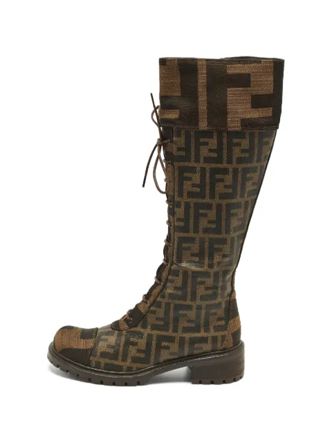 Fendi Pre-Owned Fendi Mania FF motif knee-length boots Brown 1309690