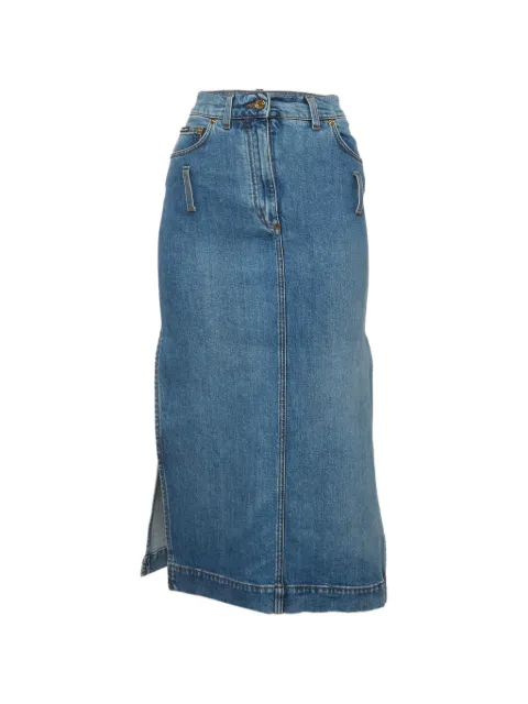 Dolce & Gabbana Pre-Owned side-slit midi skirt Blue 1294281