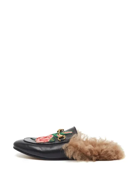 Gucci Pre-Owned Princetown floral-embroidered mules Black 1358037