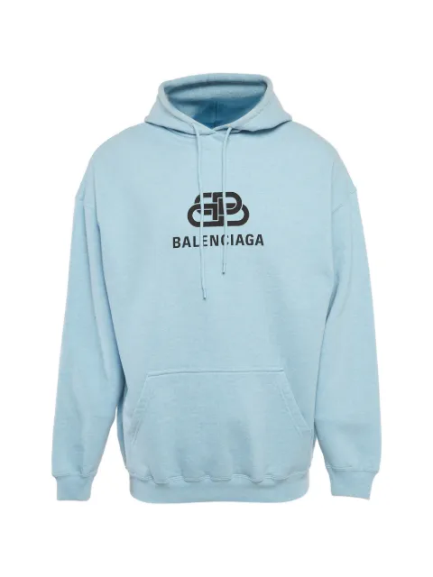 Balenciaga Pre-Owned logo-print long-sleeve hoodie Blue 1290146