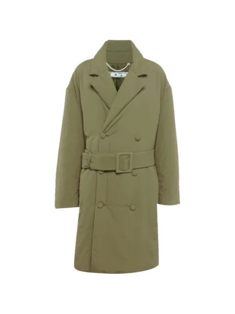 Off-White Pre-Owned double-breasted belted trench coat Green 1279525