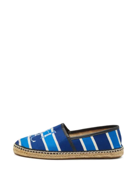 Carolina Herrera Vintage striped logo-embroidered espadrilles Blue 1290413