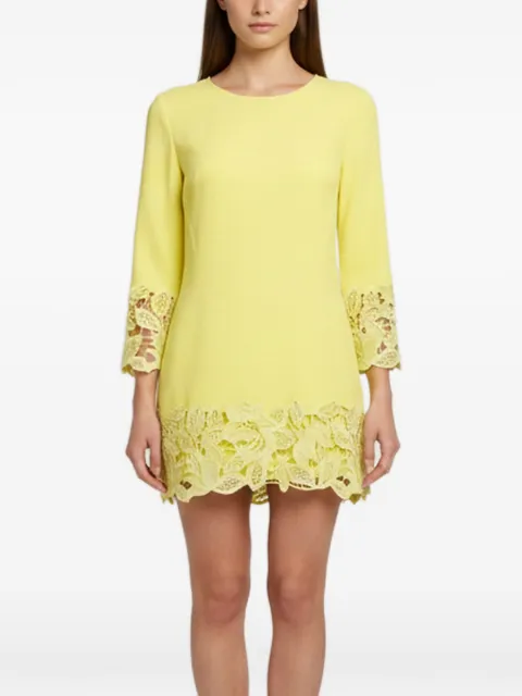 Ermanno Scervino long-sleeve lace-trim mini dress Yellow 1360314