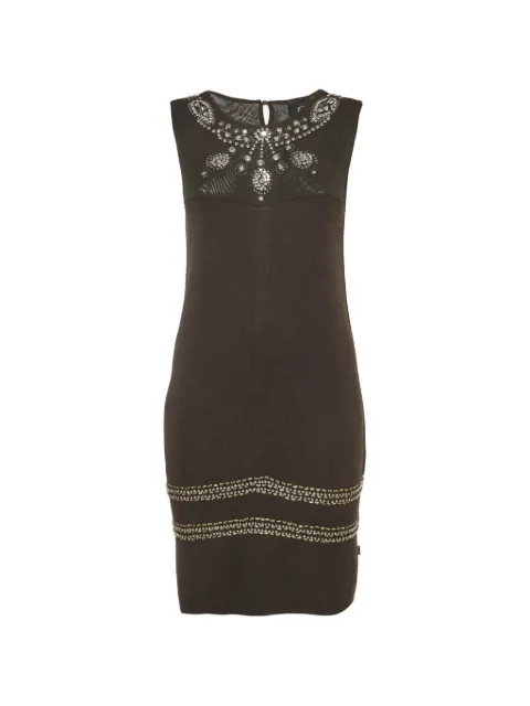 Just Cavalli Vintage embellished mesh-panel midi dress Brown 1332824