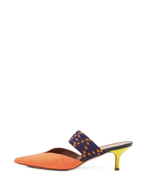 Malone Souliers Maisie raffia heeled mules Orange 1348360