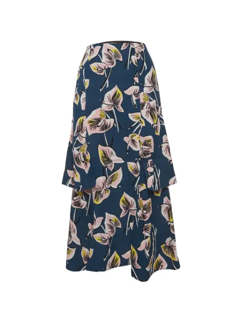 Marni Pre-Owned floral-print ruffled maxi skirt Blue 1281508