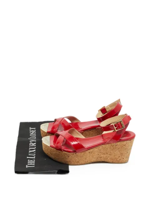 Jimmy Choo Pre-Owned Panther cork platform sandals Red 1262381