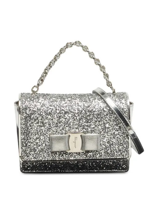 Ferragamo Pre-Owned Vara bow glitter top tote bag Silver 1262410