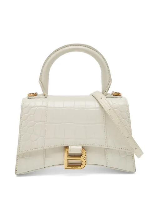 Balenciaga Pre-Owned XS Hourglass croc-embossed tote bag White 1325391