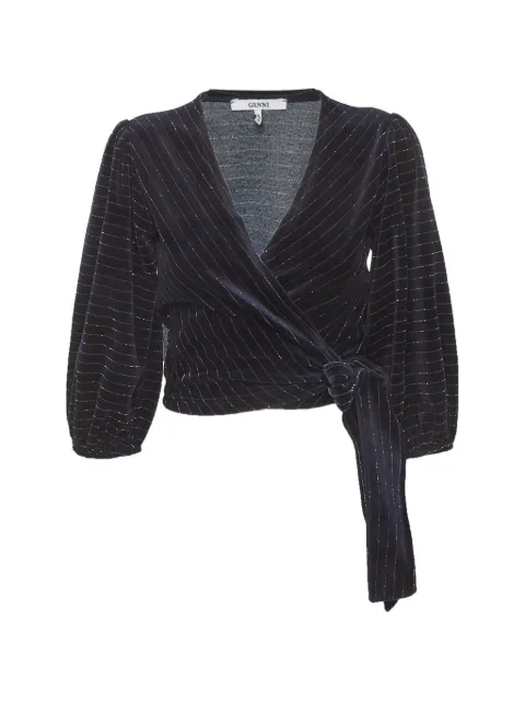 GANNI striped wrap top Blue 1309229