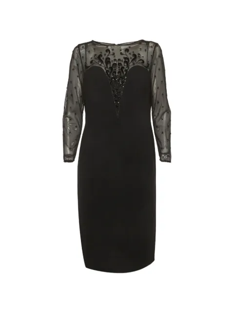 Escada bead-embellished lace-panel midi dress Black 1346317