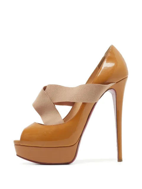 Christian Louboutin Pre-Owned cross-strap peep-toe pumps Neutrals 1339202