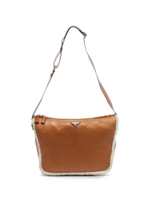 Prada Pre-Owned shearling-trim shoulder bag Brown 1340737