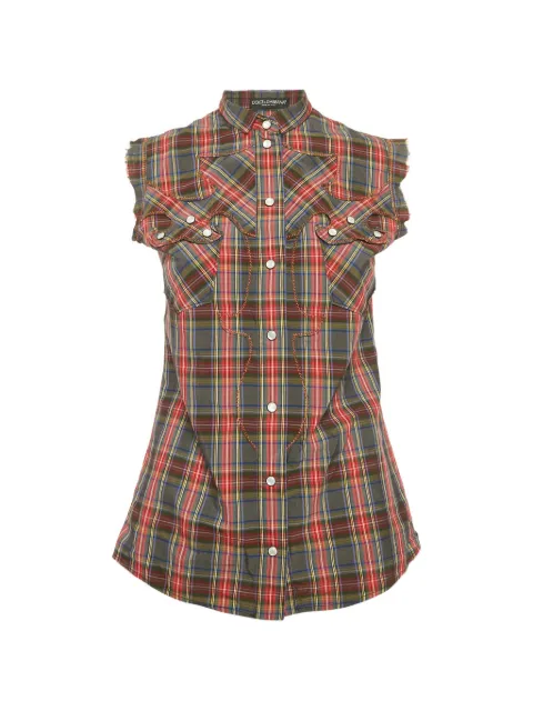 Dolce & Gabbana Pre-Owned plaid-pattern sleeveless shirt Red 1277781