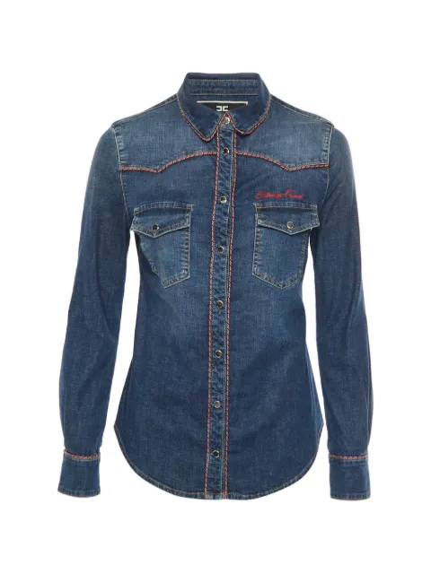 Elisabetta Franchi logo-embroidered piped shirt Blue 1330965