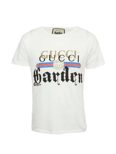 Gucci Pre-Owned Gucci Garden embroidered T-shirt White 1331146