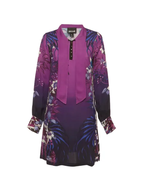 Just Cavalli Vintage printed neck-tie mini dress Purple 1295849