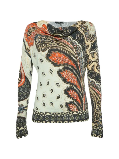 Etro Pre-Owned paisley-print cowl-neck top Neutrals 1315670