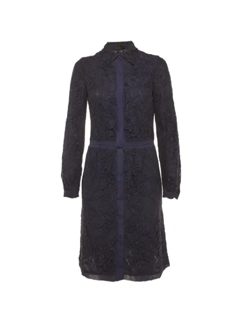 Carolina Herrera Vintage guipure-lace long-sleeve dress Blue 1280173