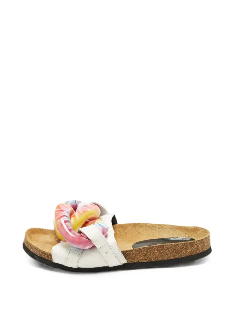 JW Anderson twisted-chain leather flat sandals White 1334931