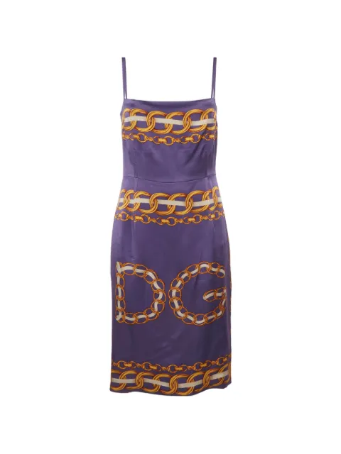 Dolce & Gabbana Pre-Owned chain-print sleeveless mini dress Purple 1310043