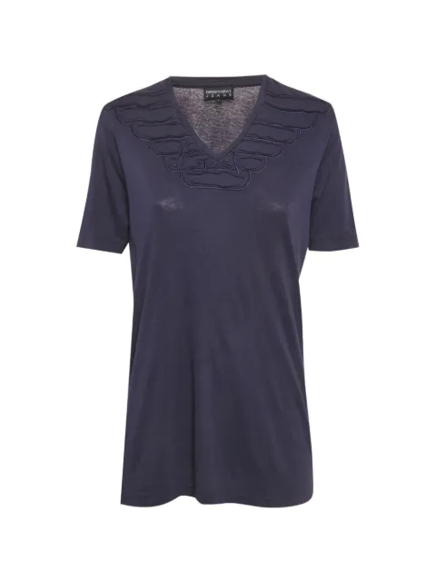 Emporio Armani Pre-Owned ruffled V-neck T-shirt Blue 1275523