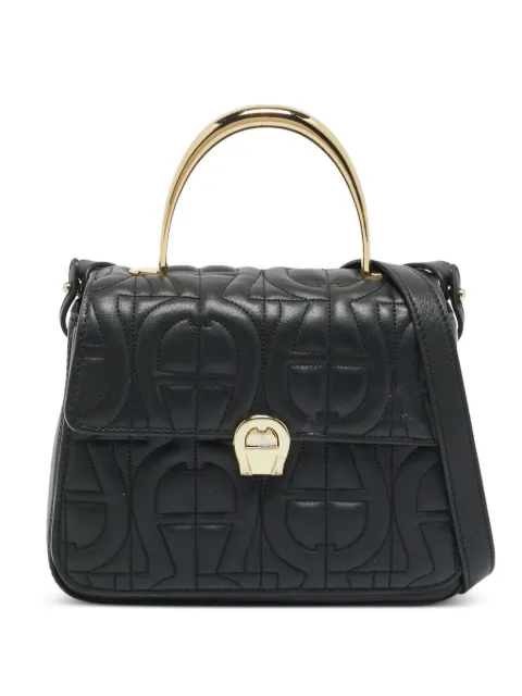 Aigner Vintage Genoveva horseshoe-embossed tote bag Black 1295627
