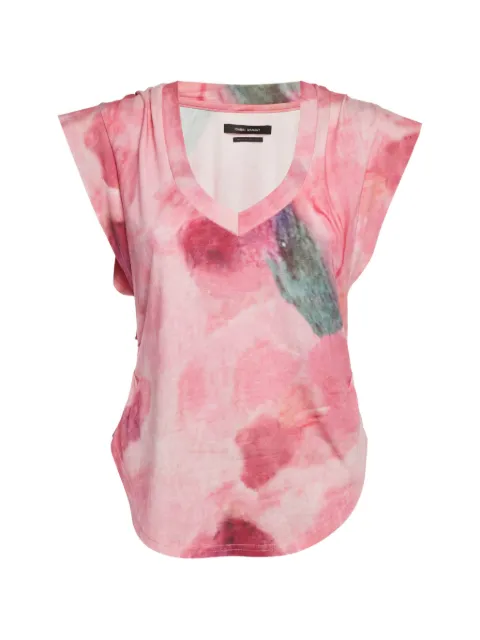 Isabel Marant Vintage floral-print V-neck T-shirt Pink 1288664