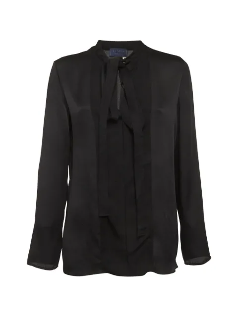 Lanvin Pre-Owned crinkled pussy-bow blouse Black 1309832