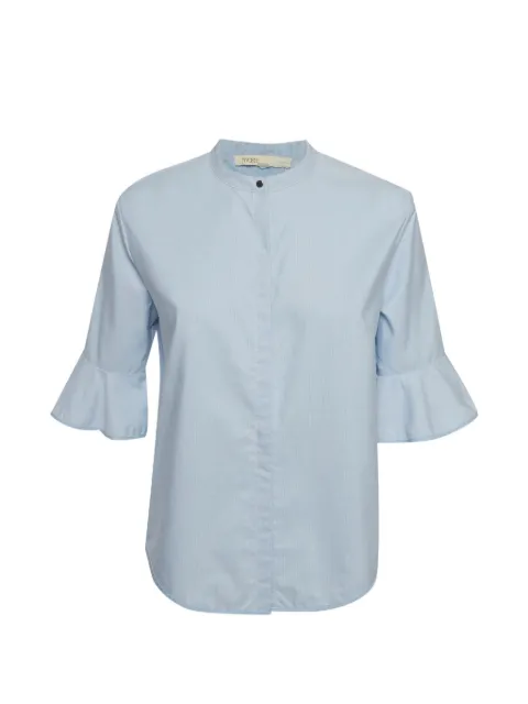 Maje striped ruffle-sleeve shirt Blue 1294249