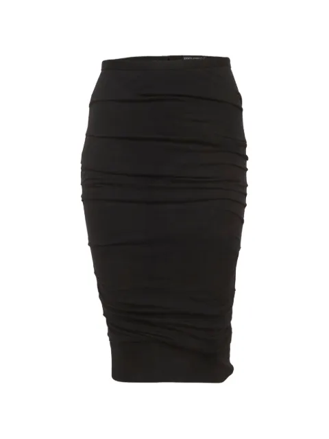 Dolce & Gabbana Pre-Owned ruched pencil wool midi skirt Black 1291487