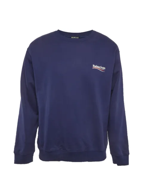 Balenciaga Pre-Owned logo-print cotton sweatshirt Blue 1315043