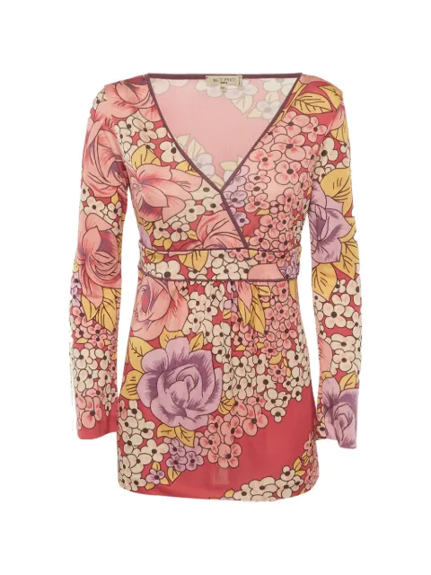 Etro Pre-Owned floral-print V-neck top Pink 1316021