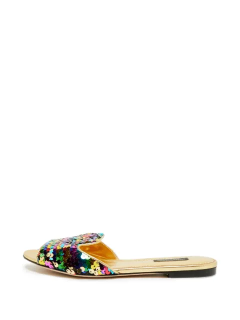 Dolce & Gabbana Pre-Owned Bellucci sequin-embellished slides Neutrals 1298548