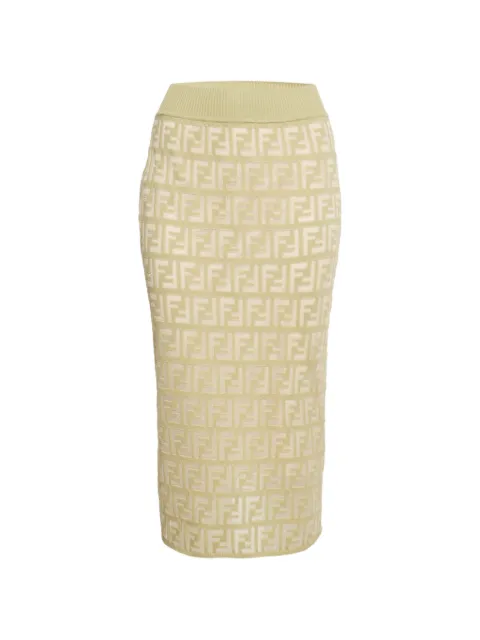 Fendi Pre-Owned FF logo knit midi skirt Green 1267166