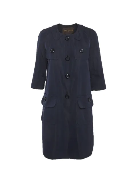 Louis Vuitton Pre-Owned round-neck double-breasted coat Blue 1309060