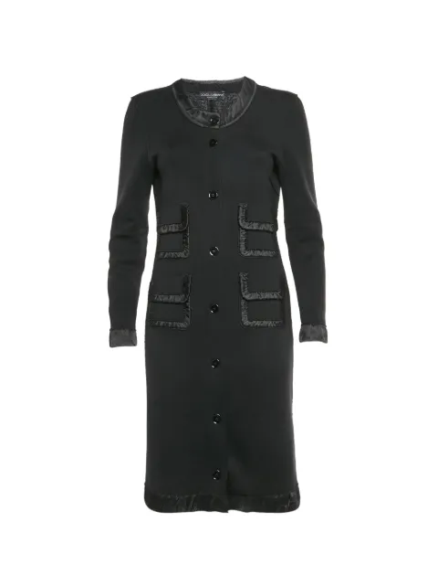 Dolce & Gabbana Pre-Owned ruffle-trim button-up midi dress Black 1325755