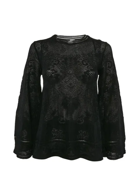 Missoni Pre-Owned floral-knit crew neck top Black 1217163