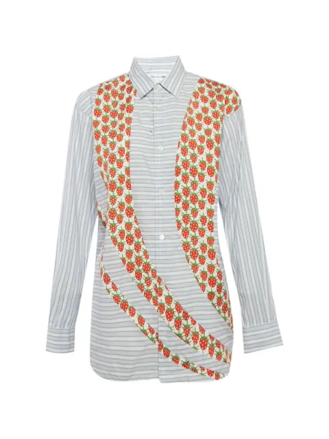 Comme Des Garçons Pre-Owned striped strawberry-print shirt White 1260424