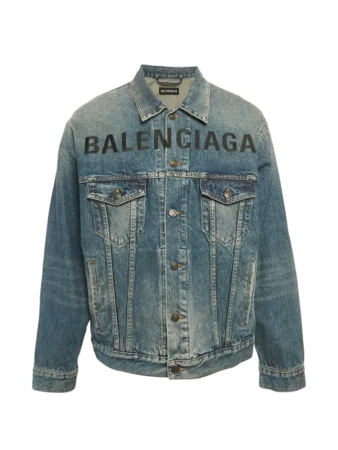 Balenciaga Pre-Owned logo-embroidered denim jacket Blue 1257472