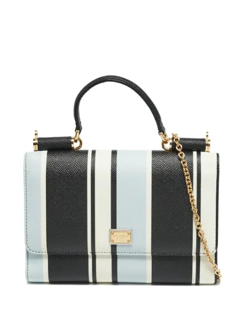 Dolce & Gabbana Pre-Owned Sicily striped-wallet on chain Black 1347187