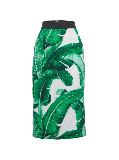 Dolce & Gabbana Pre-Owned Tropical-print pencil midi skirt Green 1292241