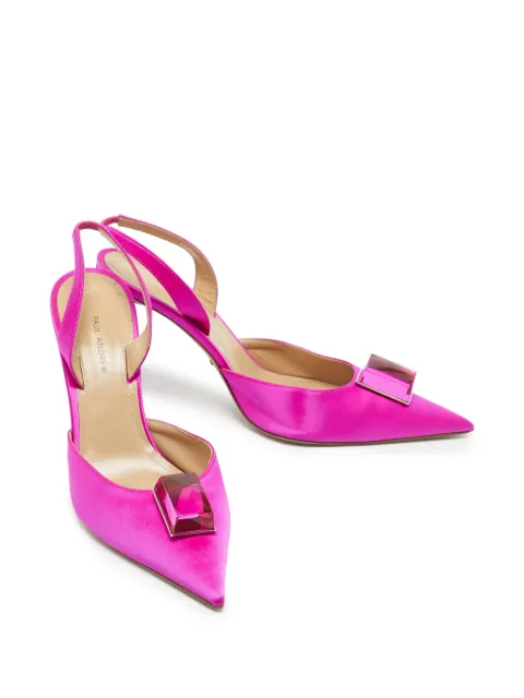 Paul Andrew Rhea crystal-embellished slingback heeled pumps Pink 1302107