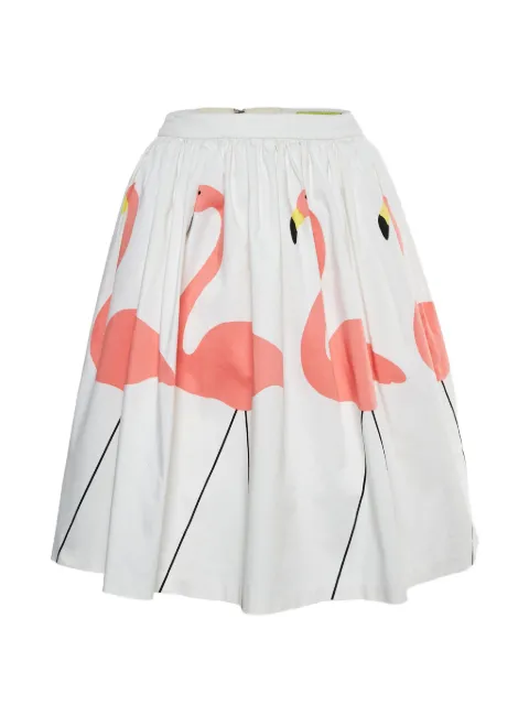 alice + olivia flamingo-print flared mini skirt White 1334854