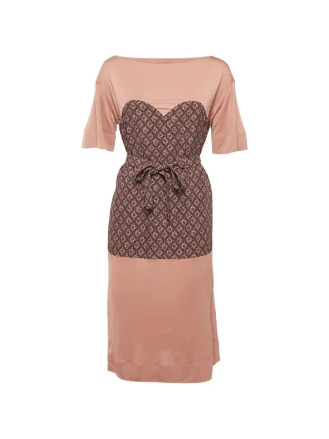 Louis Vuitton Pre-Owned belted layered-effect midi dress Pink 1305804