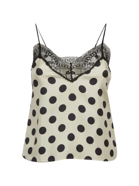 Dolce & Gabbana Pre-Owned polka-dot-print lace-trim blouse Neutrals 1310773