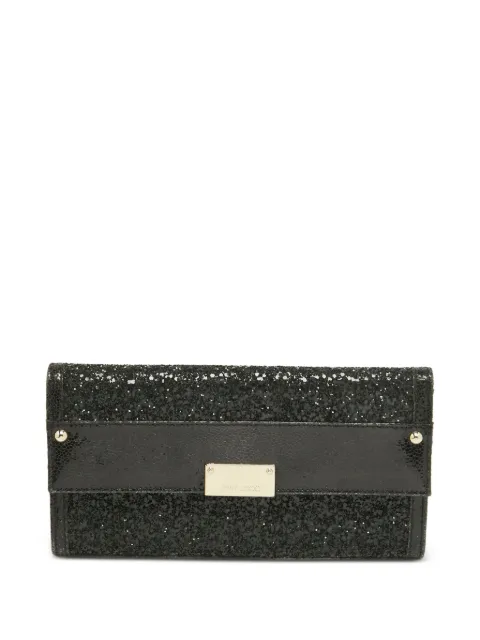 Jimmy Choo Pre-Owned Reese glitter clutch bag Black 1341748