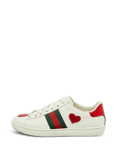 Gucci Pre-Owned Ace Web heart sneakers White 1342913