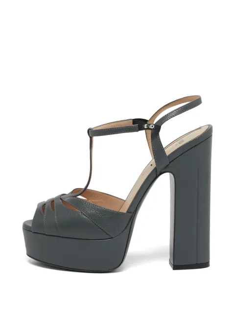 Fendi Pre-Owned platform T-strap sandals Grey 1281306